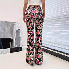 Bootleg Pants Women Casual Trousers Tight Printed Pants