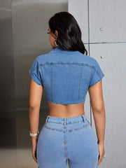 Women Wear Casual Street Denim Low Cut Top