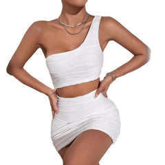 Sexy Slim Fit One Shoulder White Dress - 808Lush