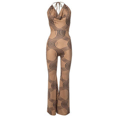 Women Summer Striped Printed Sleeveless Backless Jumpsuit - 808Lush