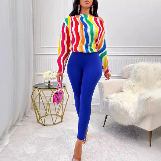 Women Rainbow Pants Set