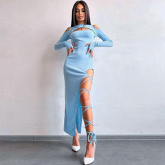 Long Sleeve Hollow Out Cutout Dress - 808Lush