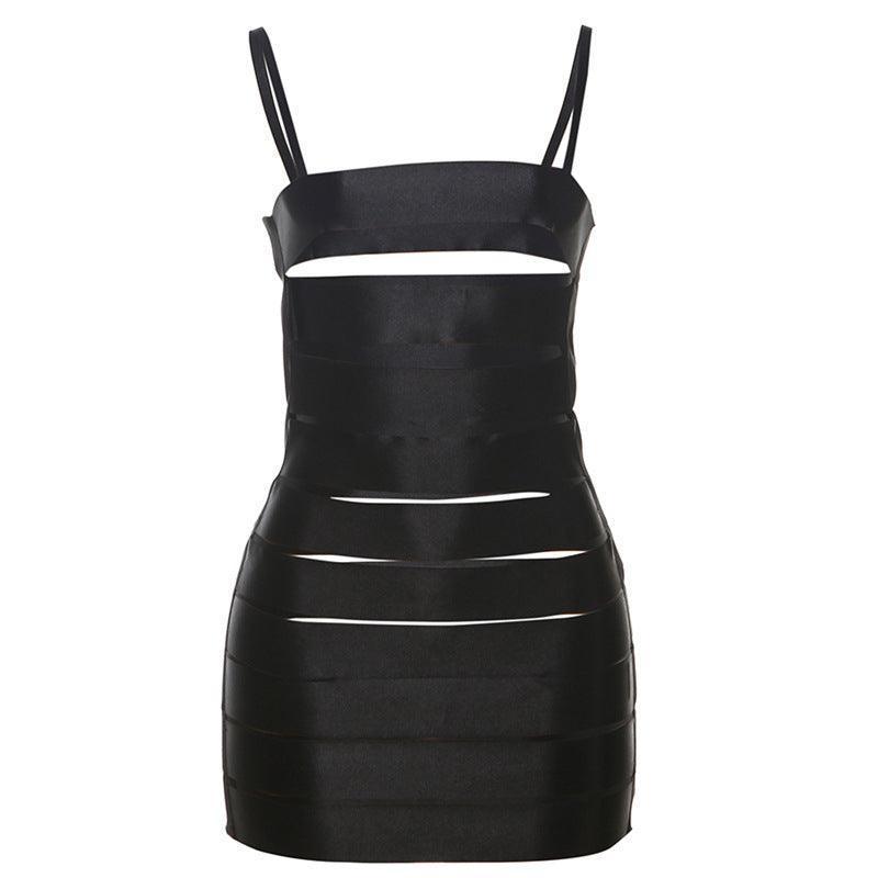 Black Tape Sexy Night Club Sling Dress - 808Lush