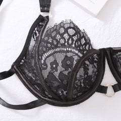 Ensemble de quatre pièces sexy en dentelle push-up