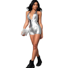 Sexy Nightclub Metallic Romper - 808Lush