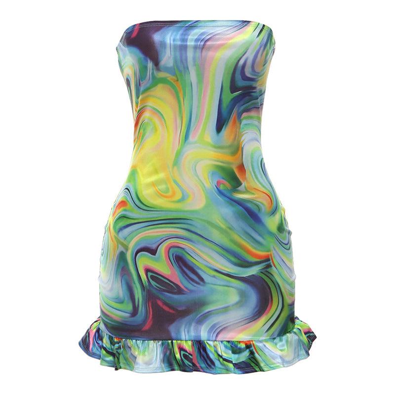 Sexy Abstract Printing Tube Top Dress - 808Lush