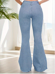 Women Frayed Edge Flare Jeans