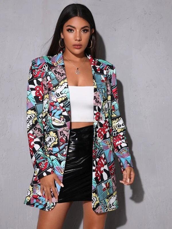 Women Printed Casual Small Blazer - 808Lush