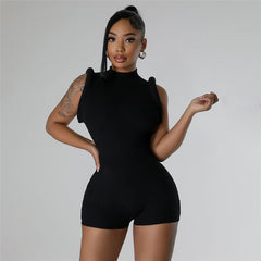 round Neck Sleeveless Thread Fitted Casual Romper