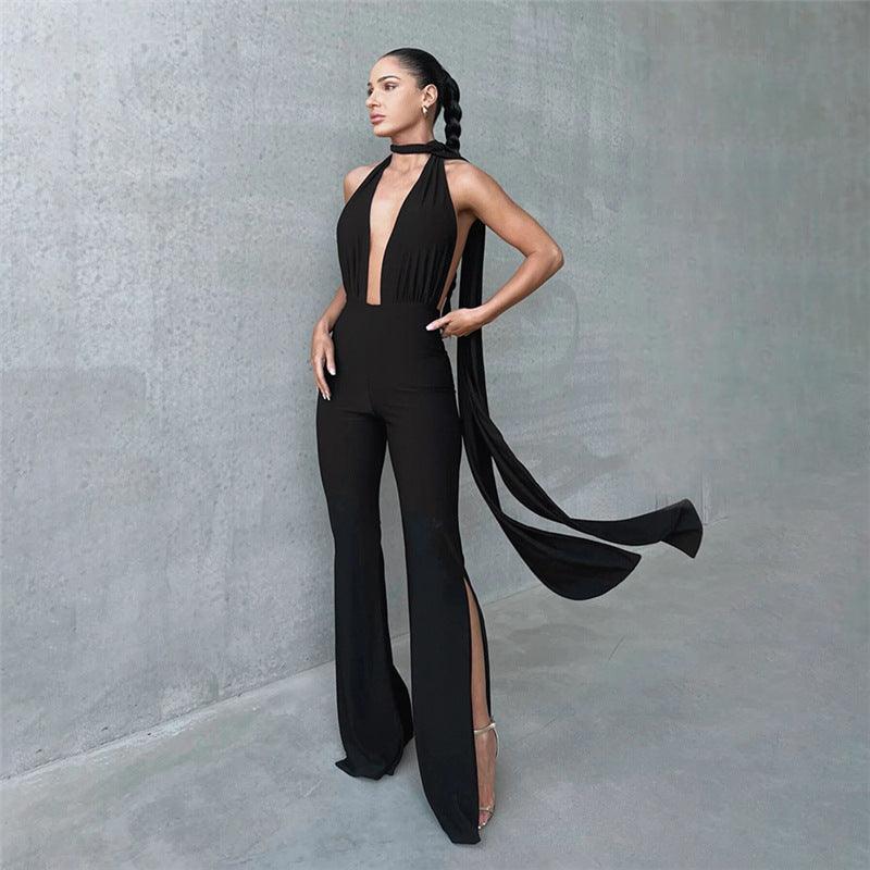 Sexy Cutout Backless Black Jumpsuit - 808Lush