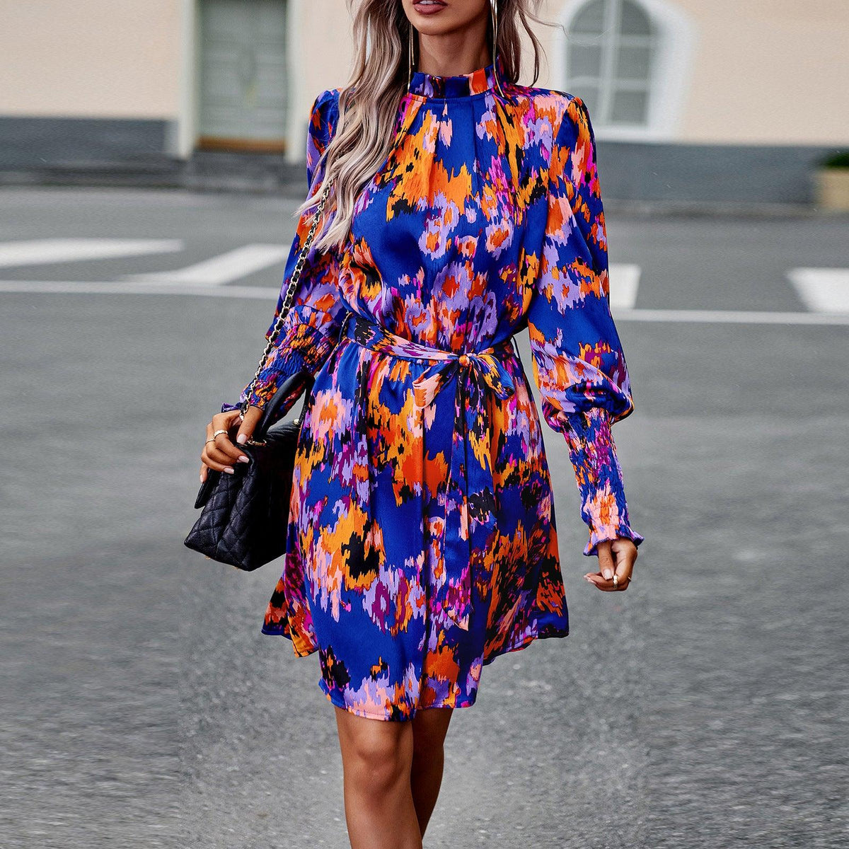 Printed Dress Autumn Elegant Long Sleeve Dress