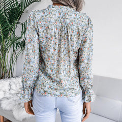 Casual Lace up Ruffled Floral Top