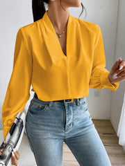 Women Long Sleeve V neck Loose Shirt