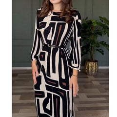 Geometric Abstract Pattern Elegant Midi Dress - 808Lush