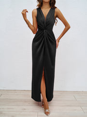 Elegant V neck Sleeveless Sexy Maxi Dress