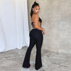 Sleeveless Backless Flared Sexy Wide Leg Jumpsuit