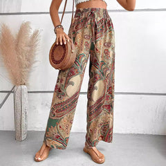 Women Pants Elastic Waist Wide Leg Pants