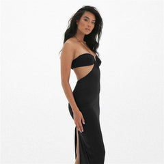 Sexy Backless Low Cut Slit Slim Maxi Dress - 808Lush