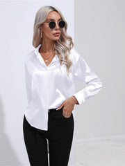 Satin Shirt Artificial Silk Long Sleeve Office Shirt - 808Lush