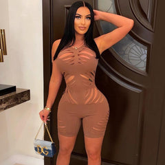 Cutout Sleeveless High Elastic Sexy Romper - 808Lush