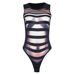 Sexy Sleeveless Printed High Elastic bodysuit - 808Lush