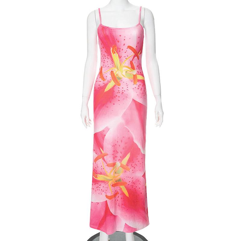 Summer Elegant Floral Strap Split Maxi Dress - 808Lush