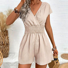 Jacquard Striped Bow Summer Romper