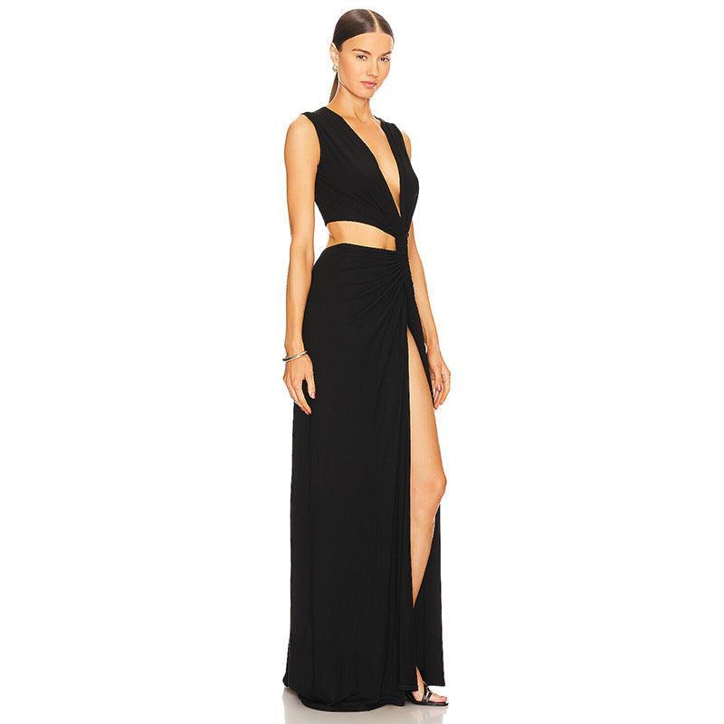 Sexy Deep V Plunge Hollow Out Cutout Out Maxi Dress - 808Lush