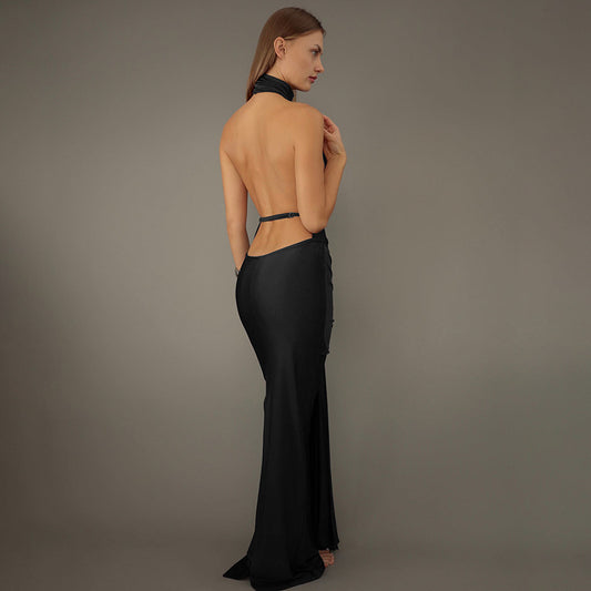 round Neck Tied Backless Maxi Dress