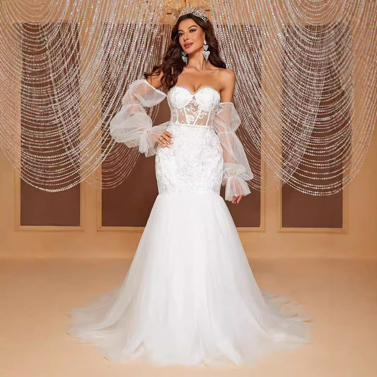 Wedding Dress Fishtail Gown off Shoulder Tube Top Bridal Dress