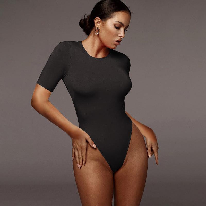 Women Casual Half-Sleeve Base Top Tight Sexy Bodysuit - 808Lush