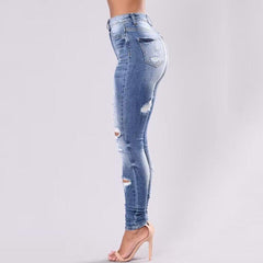 Women Daily Casual Denim Ripped Jeans