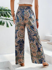 Women Pants Elastic Waist Wide Leg Pants