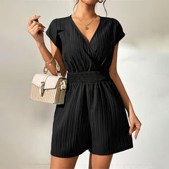 Jacquard Striped Bow Summer Romper