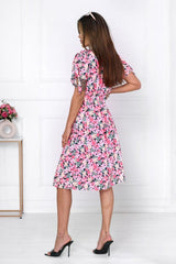 Women Floral Printed V Neck Midi Dress - 808Lush