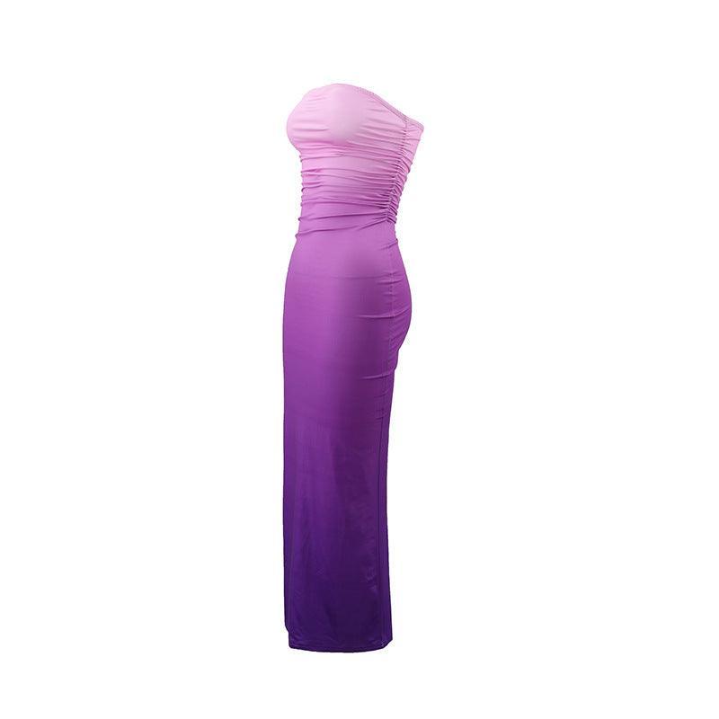 Sexy Tube Top Gradient Length Dress - 808Lush