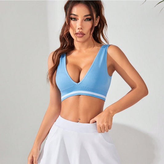 Sports Fitness Yoga Bra Quick Drying Breathable Deep V Plunge