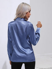 Satin Shirt Long Sleeve Formal Shirt - 808Lush