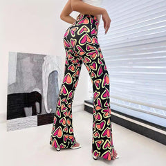 Bootleg Pants Women Casual Trousers Tight Printed Pants