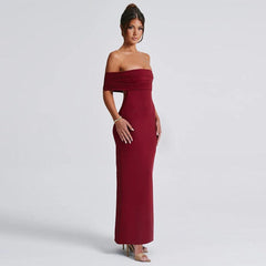 Sexy off Shoulder Backless Pleated Maxi Dress