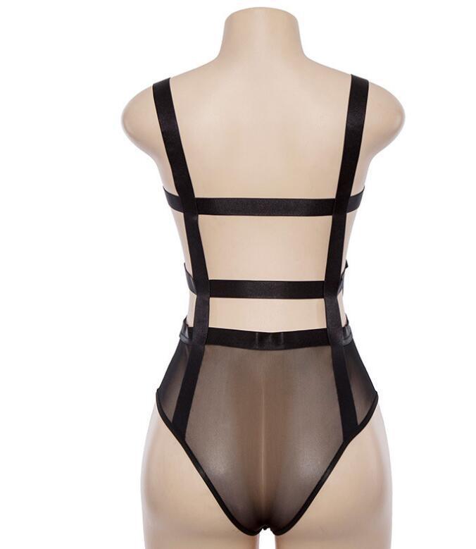 Sexy See-through Suspenders Backless Bodysuit - 808Lush