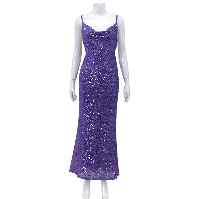 Luxury Sequined Evening Backless Slip Slim Fit Elegant Fishtail Dress