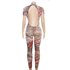 Women Backless Mesh Floral Jumpsuit - 808Lush