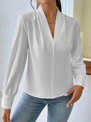 Women Long Sleeve V neck Loose Shirt