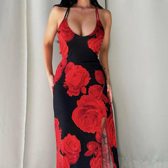 Sexy Slit Strap Floral Dress - 808Lush