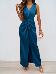 Elegant V neck Sleeveless Sexy Maxi Dress