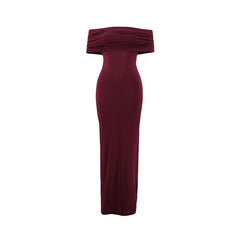 Sexy off Shoulder Backless Pleated Maxi Dress