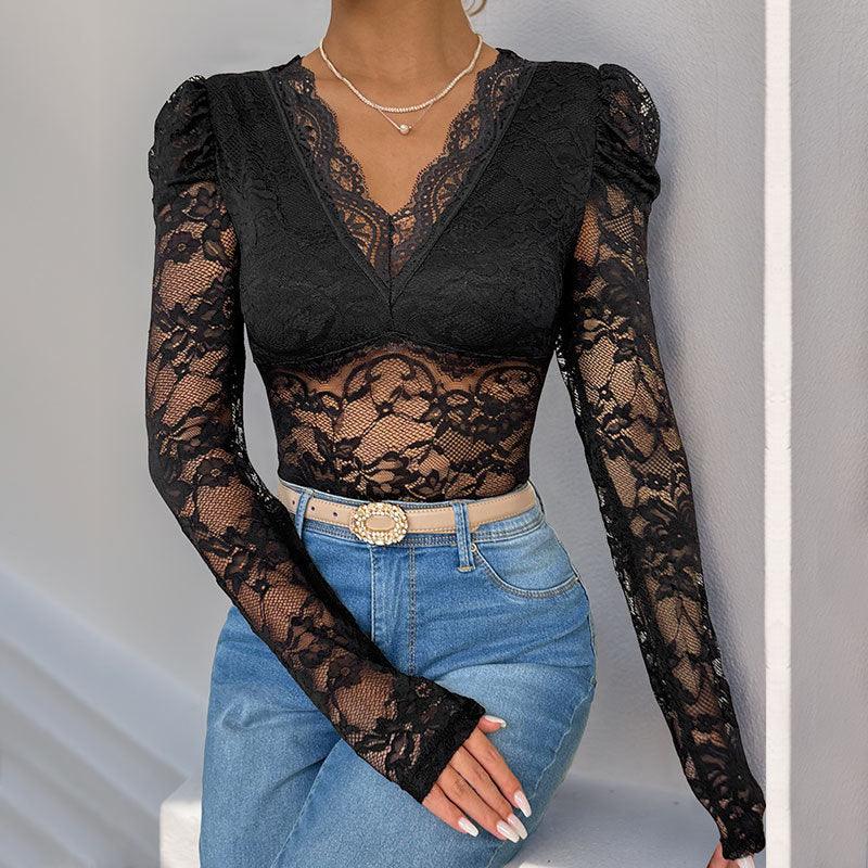 Long Sleeve Sexy Lace Women Bodysuit