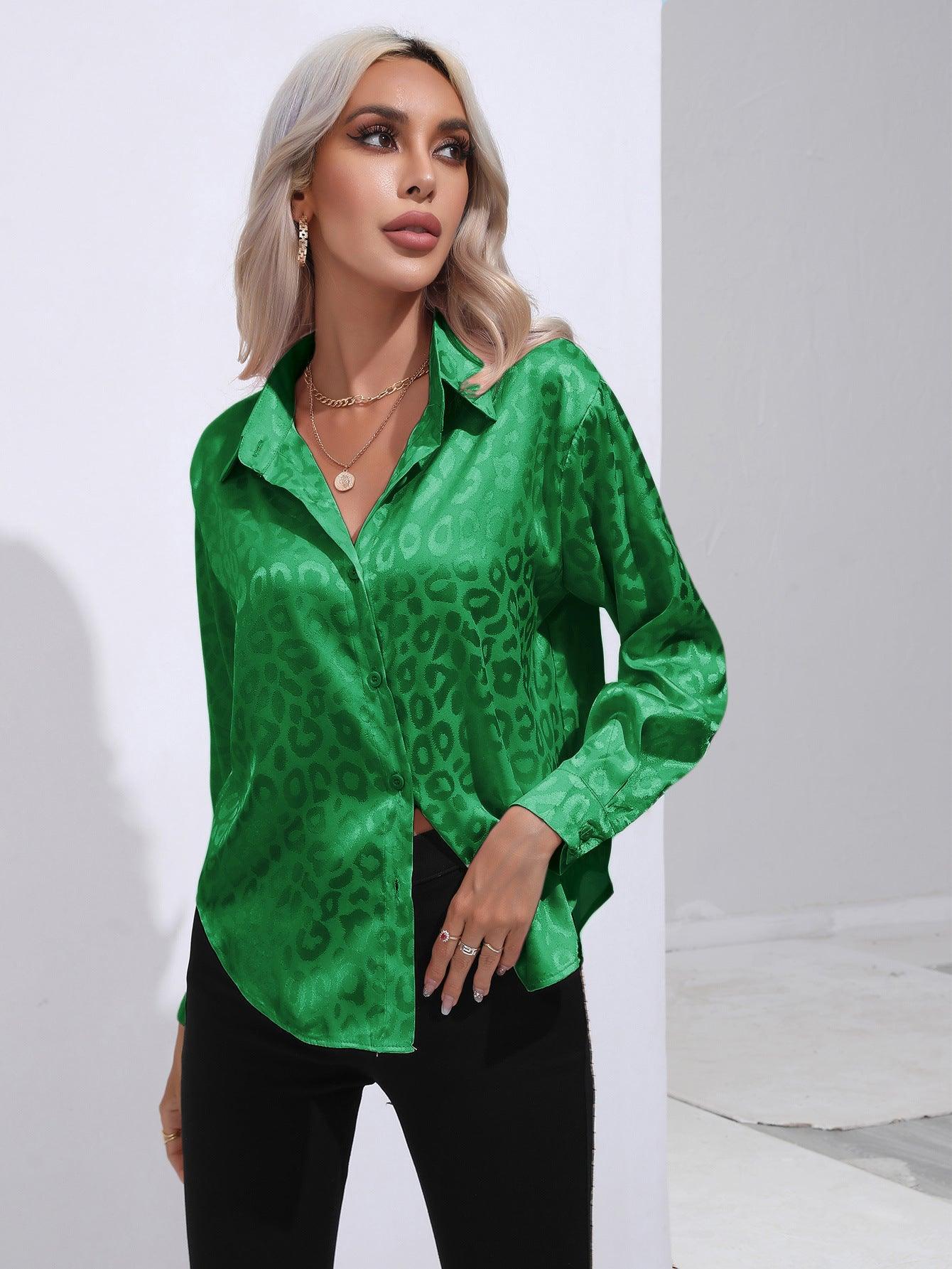 Leopard Print Satin Satin Silk Long Sleeve - 808Lush