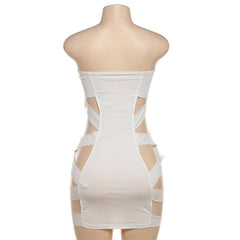 Sexy Tube Top Cutout out Stitching Zipper Dress